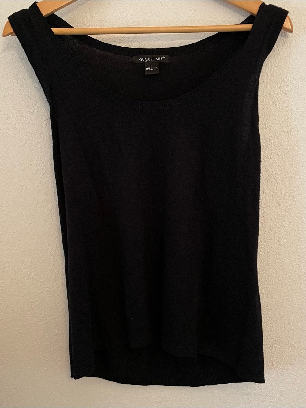 August Silk Women’s Tank Top XL Black Silk Sweater Blend Lightweight Basic